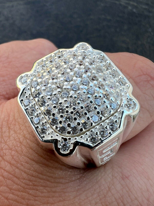 HarlemBling Mens Real Solid 925 Sterling Silver Ice Diamond Ring Hip Hop Pinky Or Any Finger