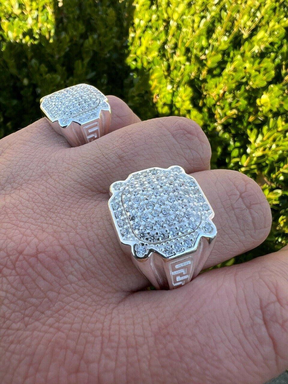 HarlemBling Mens Real Solid 925 Sterling Silver Ice Diamond Ring Hip Hop Pinky Or Any Finger