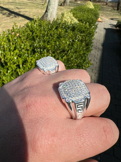 HarlemBling Mens Real Solid 925 Sterling Silver Ice Diamond Ring Hip Hop Pinky Or Any Finger