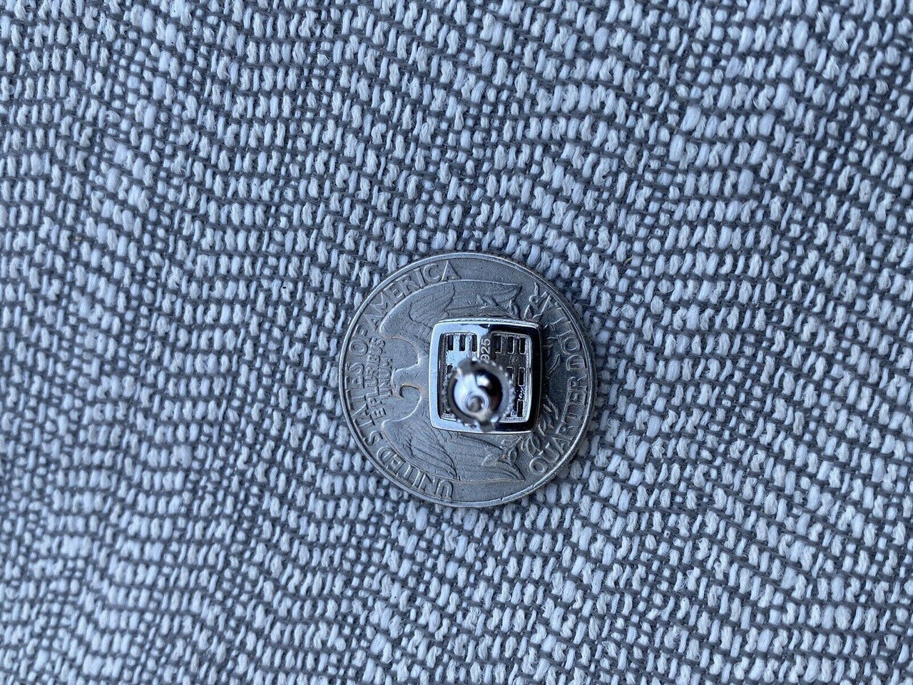 HarlemBling Mens Real Solid 925 Sterling Silver Iced Baguette CZ Earrings Studs 10mm Aretes