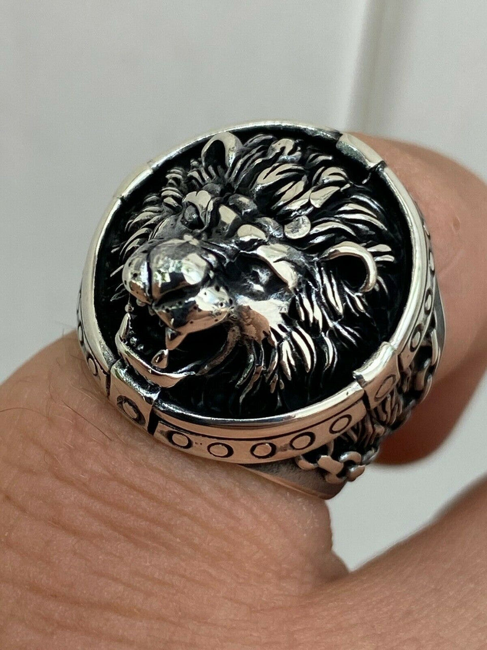 Mens Real Solid 925 Sterling Silver King Lion Of Judah Rasta Ring
