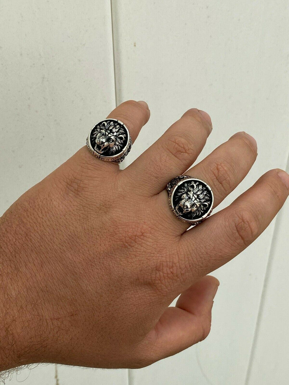 Mens Real Solid 925 Sterling Silver King Lion Of Judah Rasta Ring