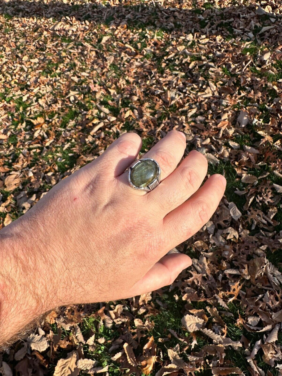 HarlemBling Mens Real Solid 925 Sterling Silver Labradorite Natural Gemstone Ring Sizes 6-13