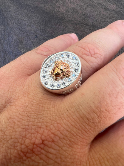 HarlemBling Mens Real Solid 925 Sterling Silver Medusa Hip Hop Iced Out Ring Sz 7-13