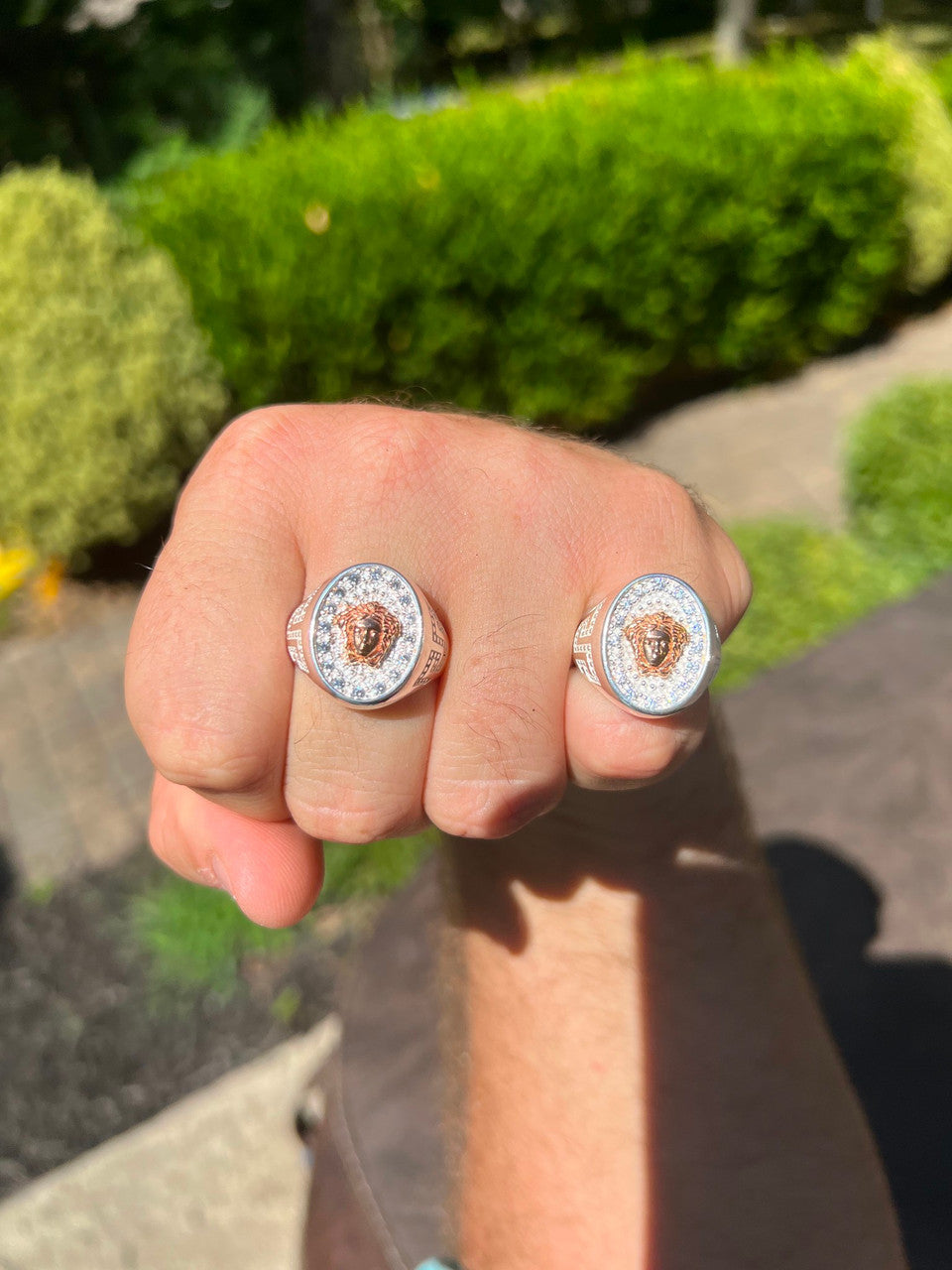 HarlemBling Mens Real Solid 925 Sterling Silver Medusa Hip Hop Iced Out Ring Sz 7-13