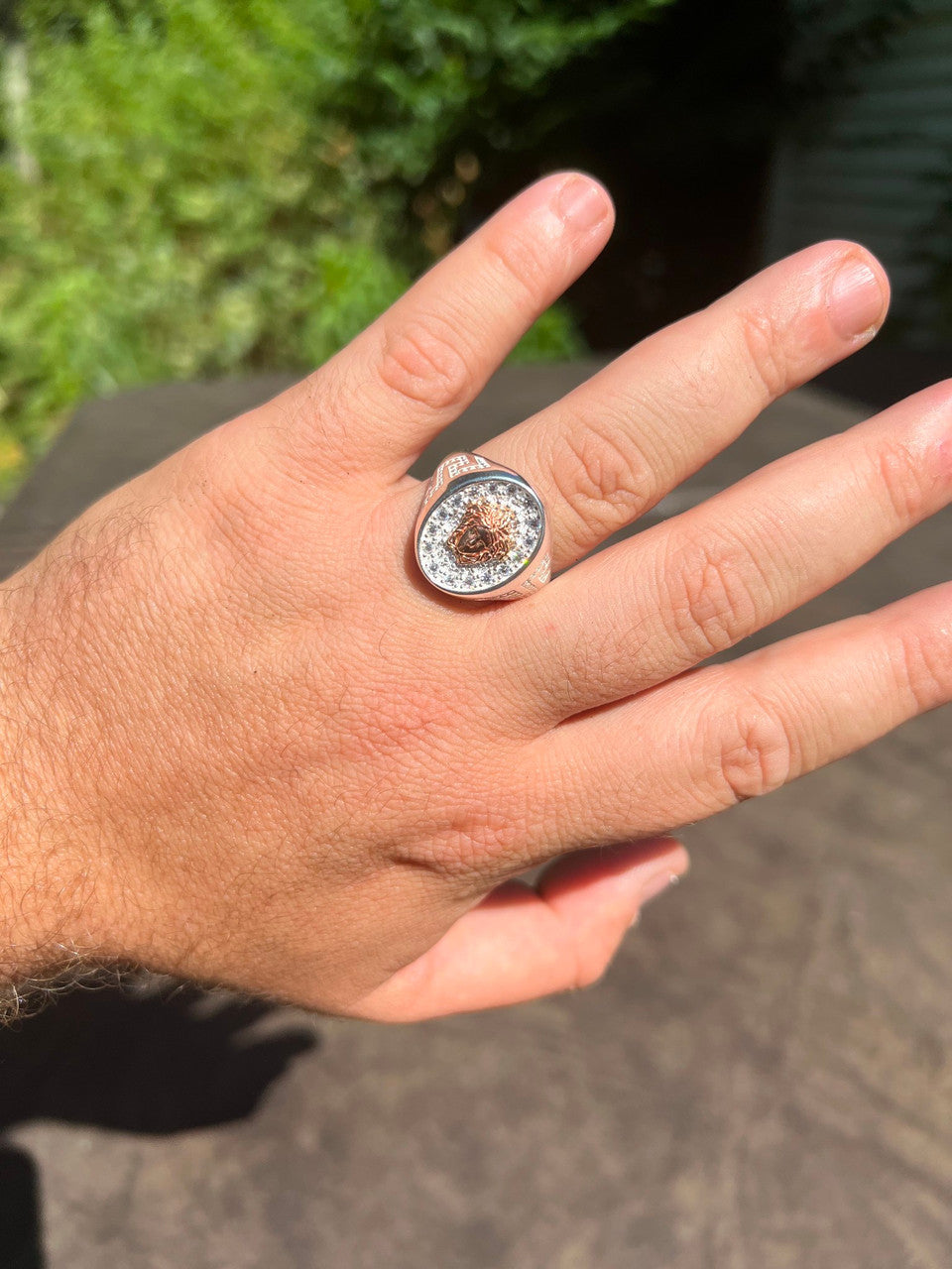 HarlemBling Mens Real Solid 925 Sterling Silver Medusa Hip Hop Iced Out Ring Sz 7-13