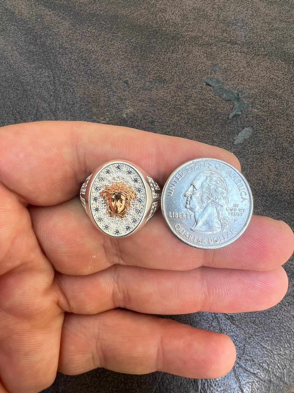 HarlemBling Mens Real Solid 925 Sterling Silver Medusa Hip Hop Iced Out Ring Sz 7-13