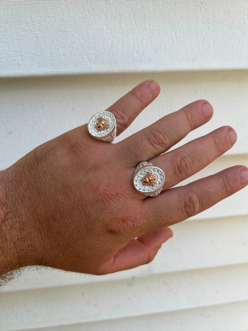 HarlemBling Mens Real Solid 925 Sterling Silver Medusa Hip Hop Iced Out Ring Sz 7-13