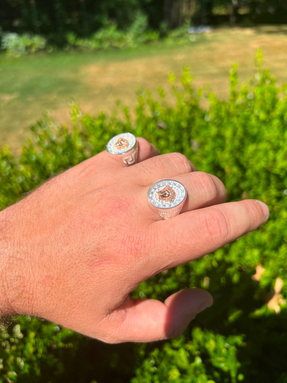 HarlemBling Mens Real Solid 925 Sterling Silver Medusa Hip Hop Iced Out Ring Sz 7-13