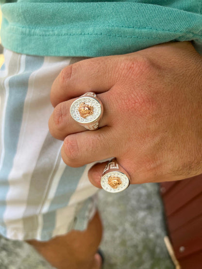 HarlemBling Mens Real Solid 925 Sterling Silver Medusa Hip Hop Iced Out Ring Sz 7-13