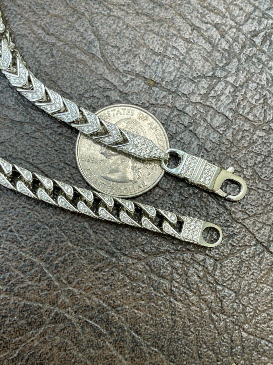 HarlemBling Mens Real Solid 925 Sterling Silver Mens Franco Bracelet 6mm Thick ICED Diamond