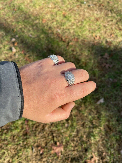 HarlemBling Mens REAL Solid 925 Sterling Silver Nugget Ring - MOISSANITE Pass Diamond Tester