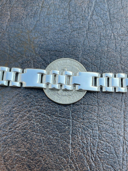 HarlemBling Mens Real Solid 925 Sterling Silver Plain Presidential Link Hip Hop Bracelet