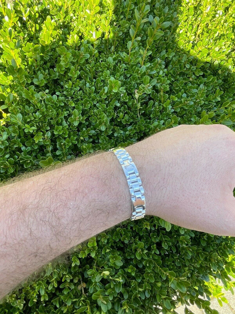 HarlemBling Mens Real Solid 925 Sterling Silver Plain Presidential Link Hip Hop Bracelet