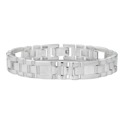 HarlemBling Men's Real Solid 925 Sterling Silver Plain Presidential Link Hip Hop Bracelet