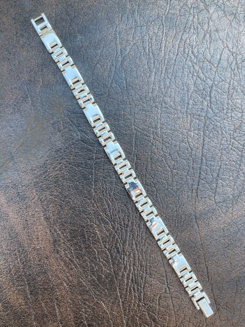 HarlemBling Mens Real Solid 925 Sterling Silver Plain Presidential Link Hip Hop Bracelet