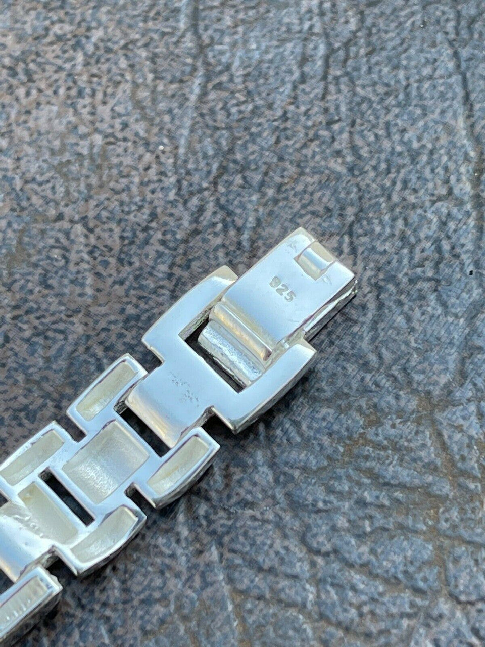 HarlemBling Mens Real Solid 925 Sterling Silver Plain Presidential Link Hip Hop Bracelet