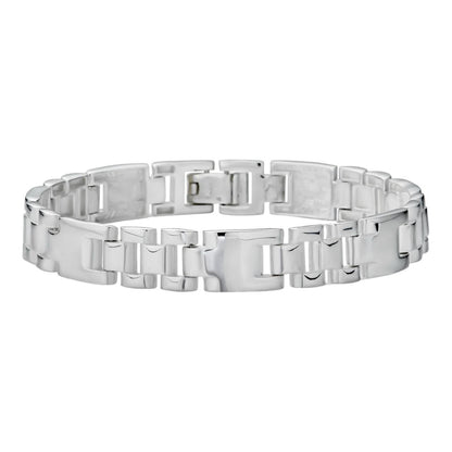 HarlemBling Men's Real Solid 925 Sterling Silver Plain Presidential Panther Link Bracelet