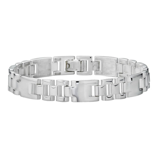 HarlemBling Men's Real Solid 925 Sterling Silver Plain Presidential Panther Link Bracelet