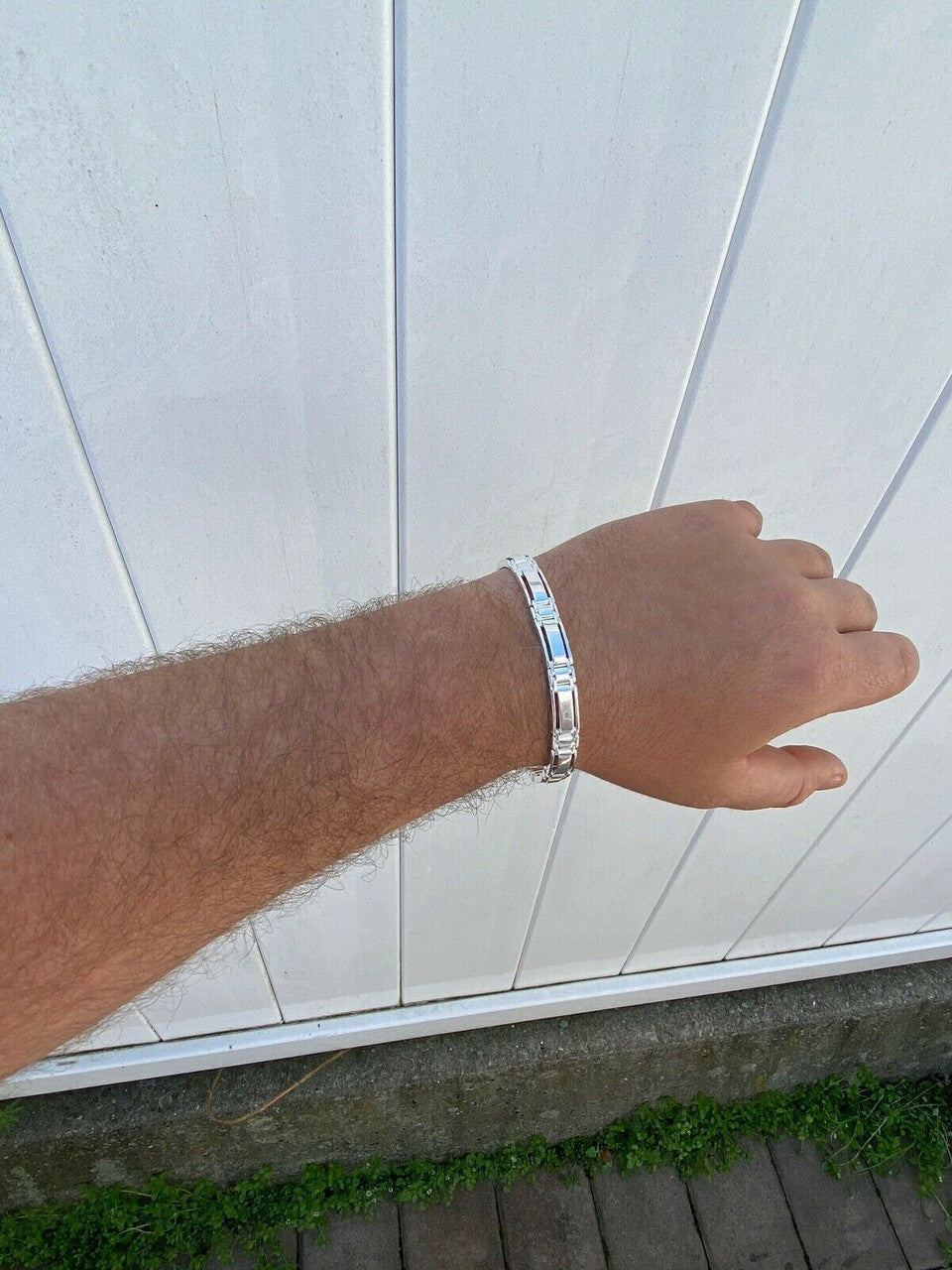 HarlemBling Mens Real Solid 925 Sterling Silver Presidential Custom Link Bracelet 9mm Wide