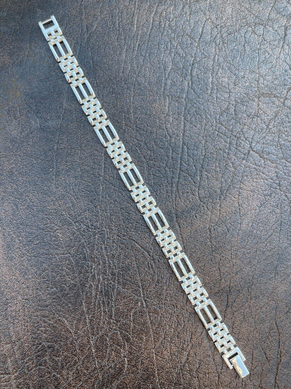 HarlemBling Mens Real Solid 925 Sterling Silver Presidential Panther Link Bracelet 10mm