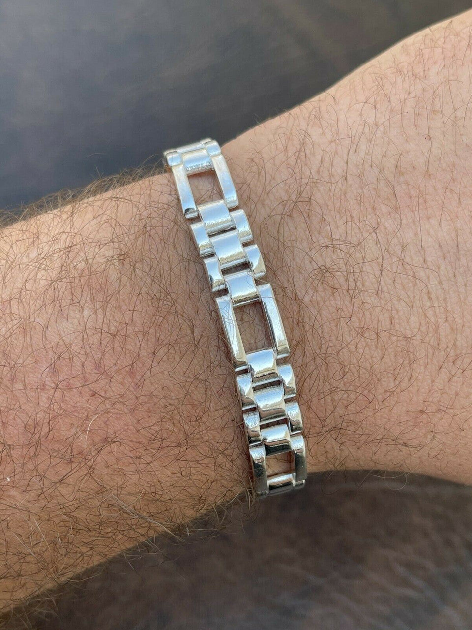 HarlemBling Mens Real Solid 925 Sterling Silver Presidential Panther Link Bracelet Hip Hop