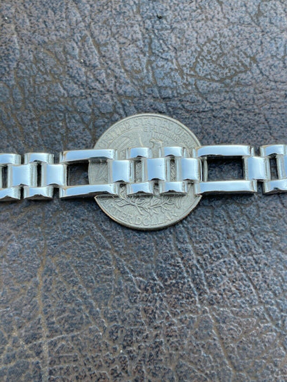 HarlemBling Mens Real Solid 925 Sterling Silver Presidential Panther Link Bracelet Hip Hop