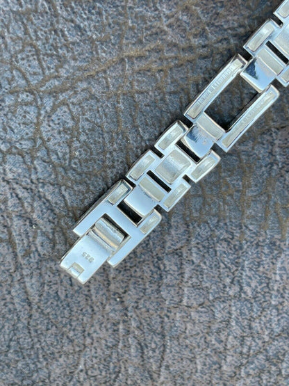 HarlemBling Mens Real Solid 925 Sterling Silver Presidential Panther Link Bracelet Hip Hop