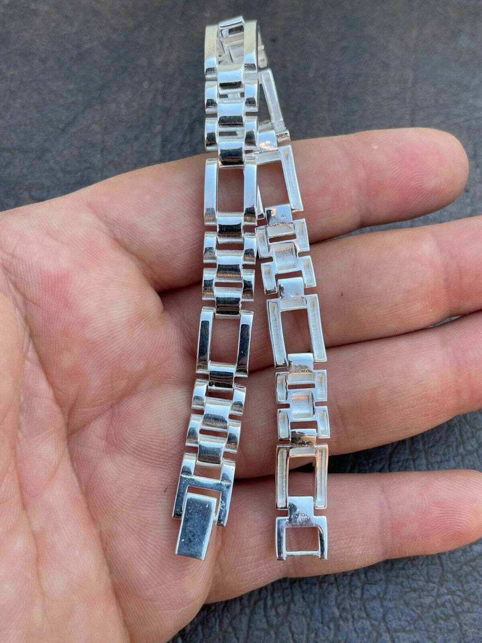 HarlemBling Mens Real Solid 925 Sterling Silver Presidential Panther Link Bracelet Hip Hop