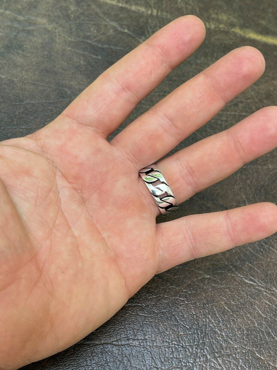 HarlemBling Mens Real Solid 925 Sterling Silver Ring Miami Cuban Link Men Wedding Band 8-13