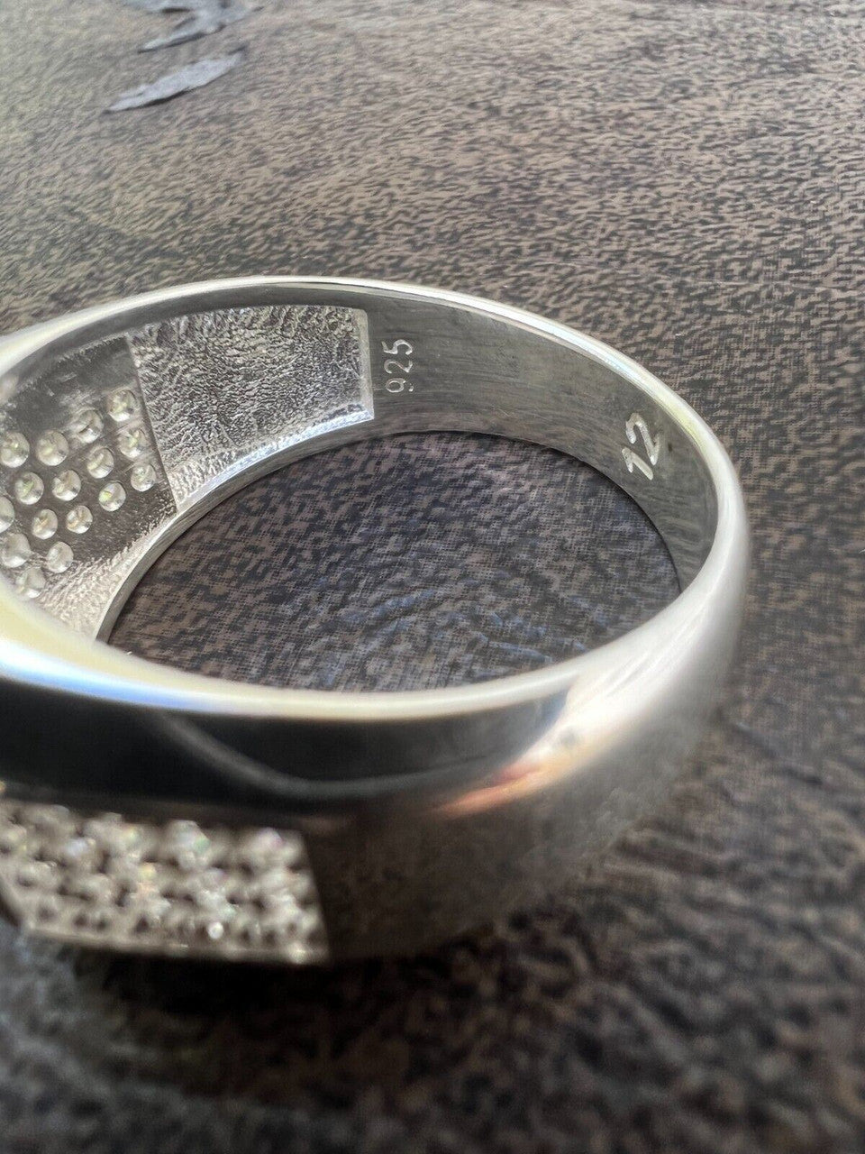 HarlemBling Mens Real Solid 925 Sterling Silver W 14k Rose Gold Accent Iced CZ Ring Hip Hop