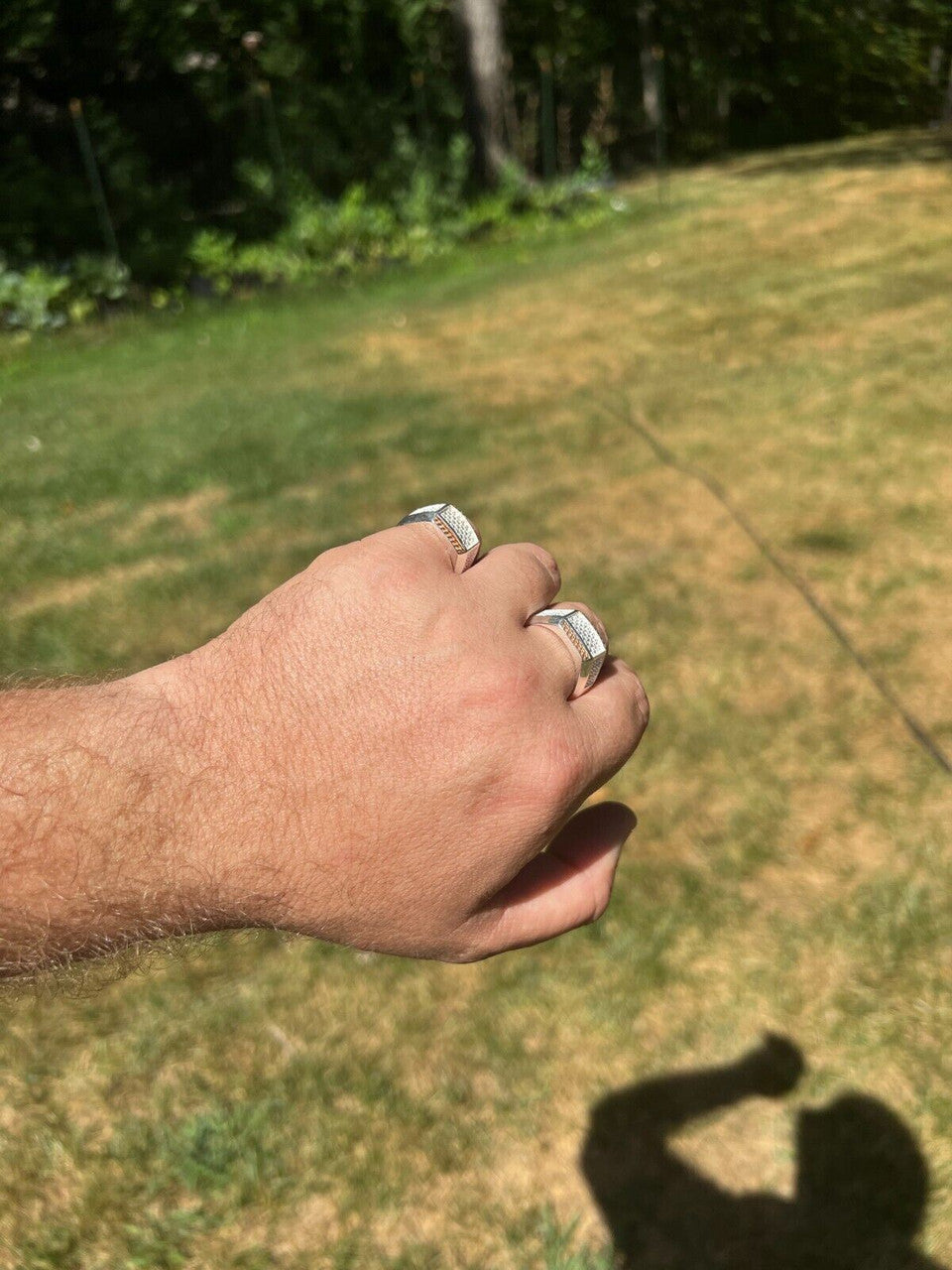 HarlemBling Mens Real Solid 925 Sterling Silver W 14k Rose Gold Accent Iced CZ Ring Hip Hop