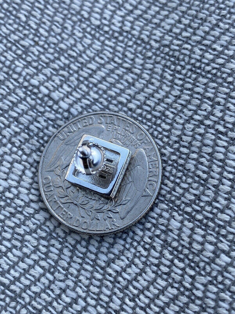 HarlemBling Mens Real Solid Sterling Silver Iced Baguette Diamond Earrings Studs 10mm Square