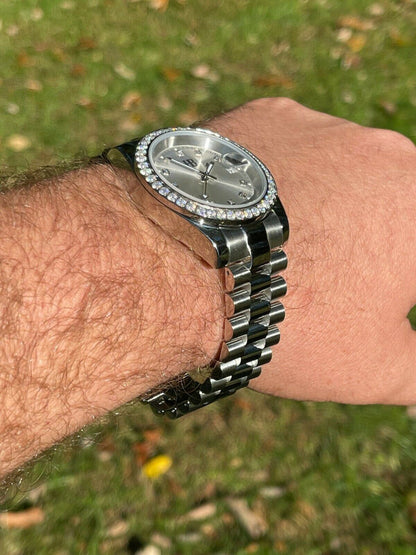 HarlemBling Mens Real Stainless Iced 3.3ct Moissanite Watch Pass Diamond Tester 41mm Pearl