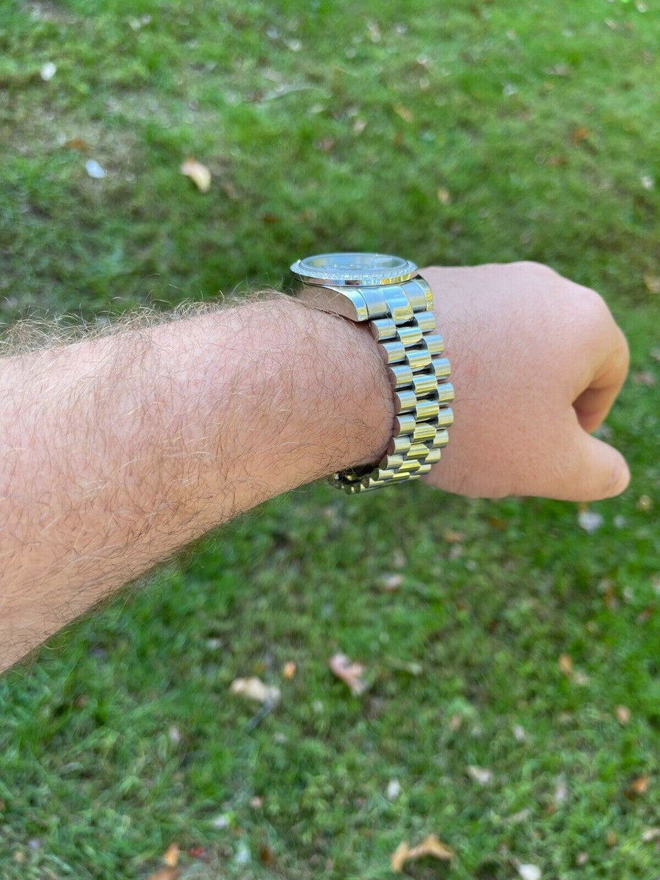 HarlemBling Mens Real Stainless Iced 3.3ct Moissanite Watch Pass Diamond Tester 41mm Pearl