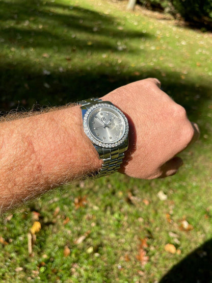 HarlemBling Mens Real Stainless Iced 3.3ct Moissanite Watch Pass Diamond Tester 41mm Pearl