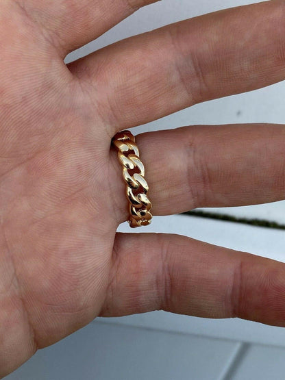 HarlemBling Mens Solid 14k Gold Miami Cuban Ring 6mm Wedding Band Pinky Ring Sz 7-13 ITALY