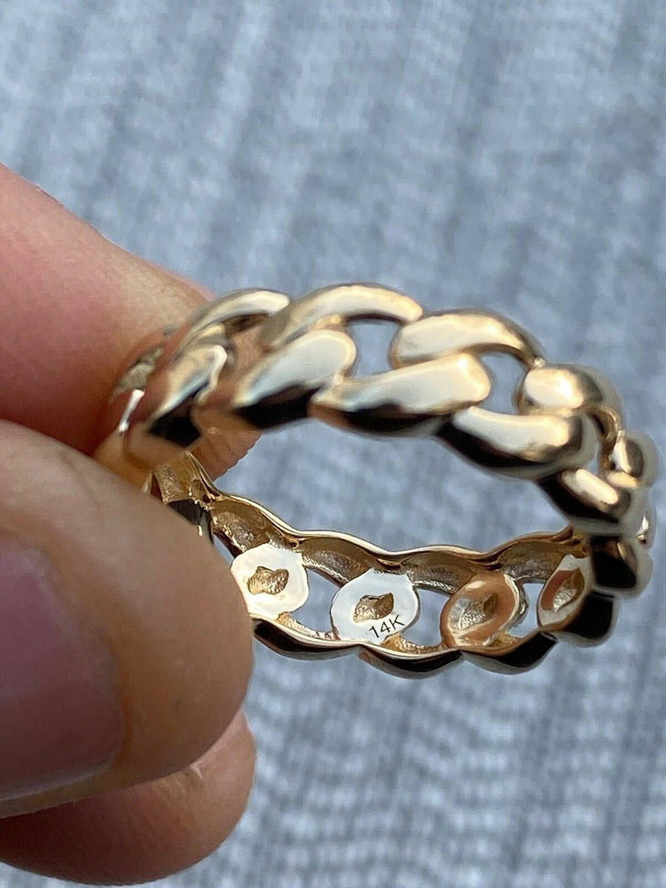 HarlemBling Mens Solid 14k Gold Miami Cuban Ring 6mm Wedding Band Pinky Ring Sz 7-13 ITALY