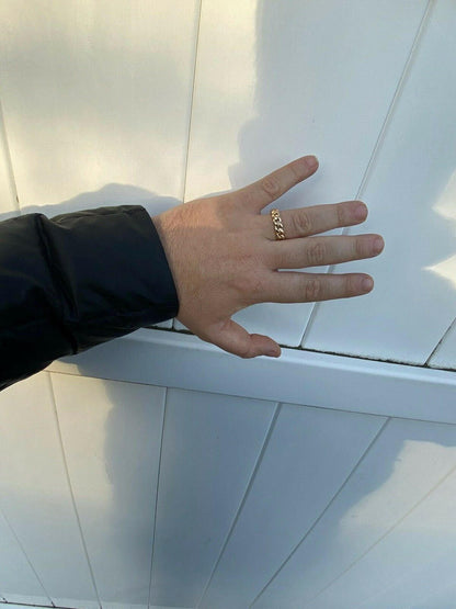 HarlemBling Mens Solid 14k Gold Miami Cuban Ring 6mm Wedding Band Pinky Ring Sz 7-13 ITALY