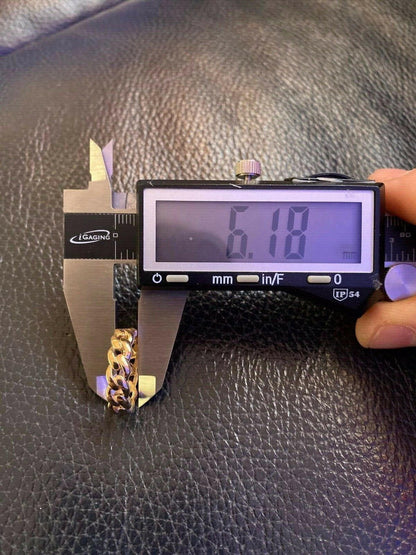 HarlemBling Mens Solid 14k Gold Miami Cuban Ring 6mm Wedding Band Pinky Ring Sz 7-13 ITALY