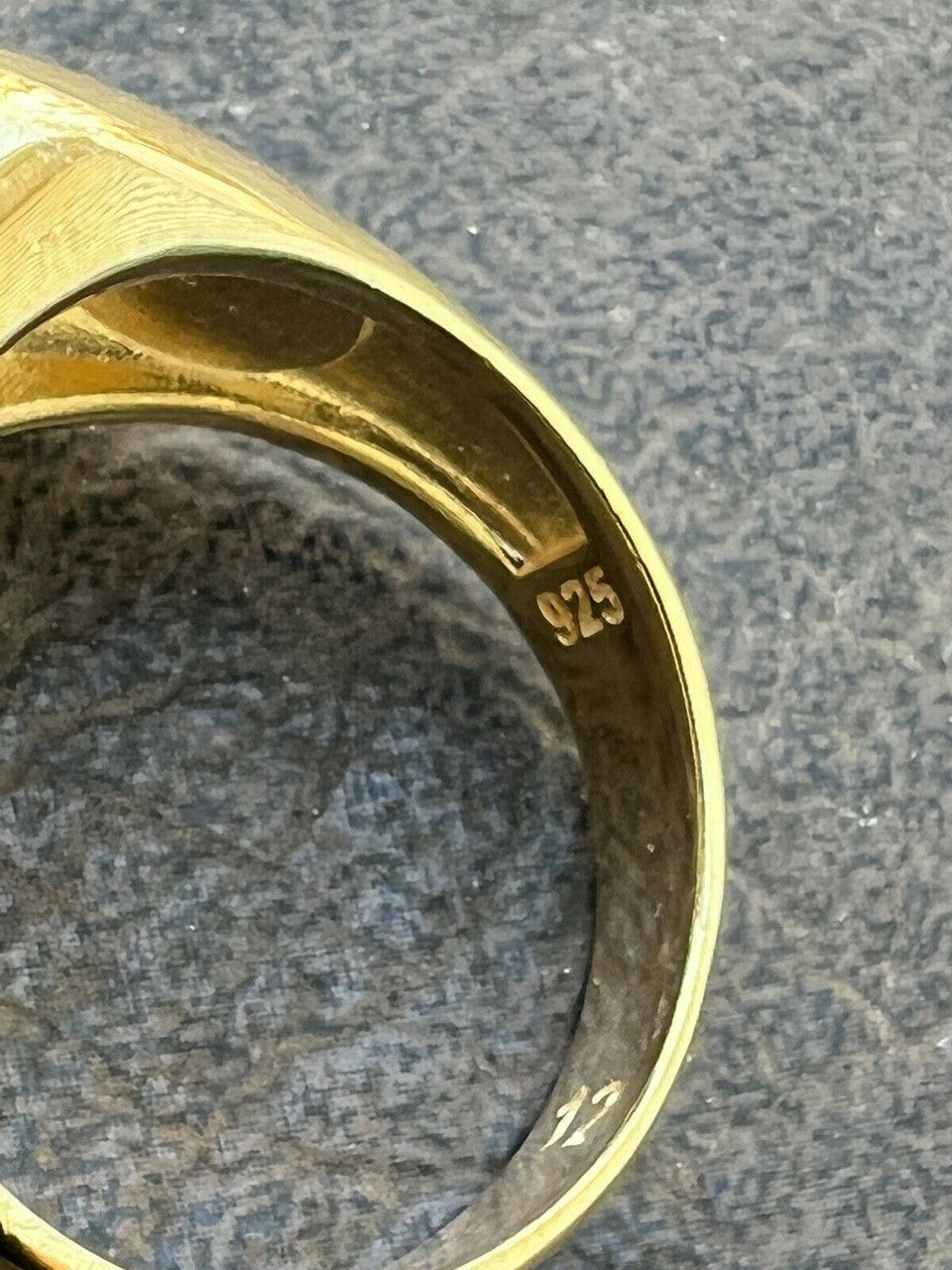 HarlemBling Mens Solid 14k Yellow Gold Vermeil 925 Sterling Silver Iced Diamond Ring Hip Hop