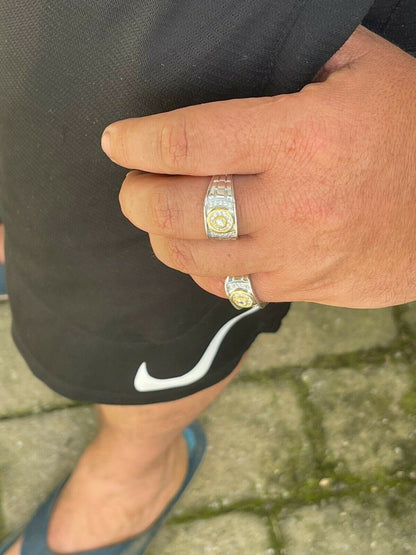 HarlemBling Mens Solid 925 Silver 14k Gold Vermeil Diamond RING Size 7 8 9 10 11 12 13 ICED