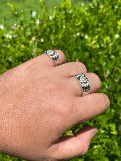 HarlemBling Mens Solid 925 Silver 14k Gold Vermeil Diamond RING Size 7 8 9 10 11 12 13 ICED