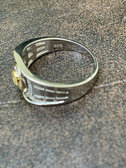 HarlemBling Mens Solid 925 Silver 14k Gold Vermeil Diamond RING Size 7 8 9 10 11 12 13 ICED