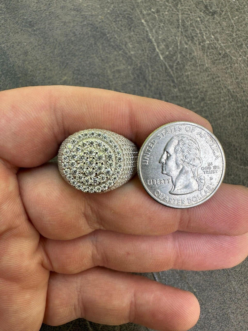 HarlemBling Men's Solid 925 Silver & 14k Gold Plated 2.5ct MOISSANITE Mens Hip Hop Iced Ring