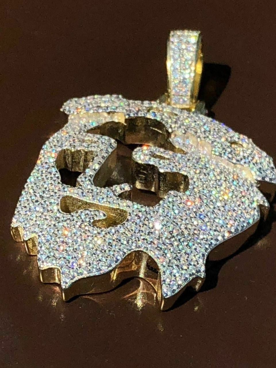 HarlemBling Mens Solid 925 Silver Ghost Cut Out JESUS Piece Diamond 2 BIG SUPER ICED Chain