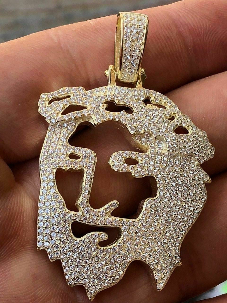 HarlemBling Mens Solid 925 Silver Ghost Cut Out JESUS Piece Diamond 2 BIG SUPER ICED Chain