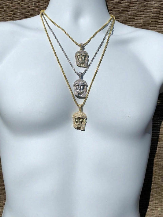 HarlemBling Mens Solid 925 Silver Jesus Piece Pendant Super Icy 1ct Diamond 14k Gold Hip Hop
