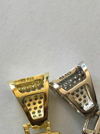 HarlemBling Mens Solid 925 Silver Real Iced 3ct Diamond Nail Cross LARGE 2 Pendant 14k Gold