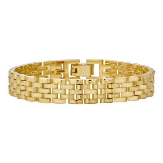 HarlemBling Mens Solid 925 Sterling Silver 14k Gold Vermeil Presidential Watch Bracelet 10mm